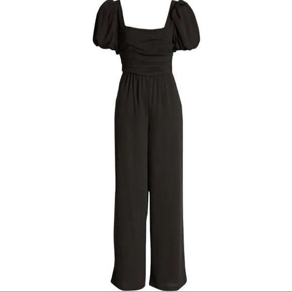 CHELSEA28 Ruched Wide-Leg Pocket Jumpsuit - Picture 4 of 5